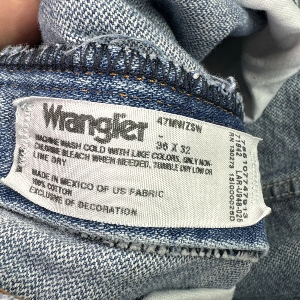 VTG Wrangler Jeans Men 36x32 Blue 47MWZ Regular Fit Western Rodeo Cowboy Y2K 90s